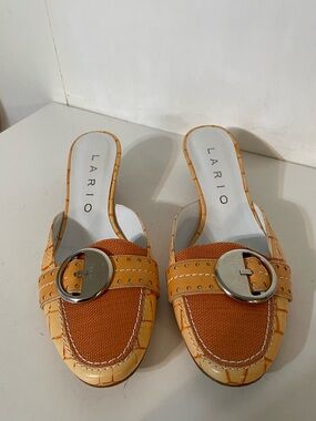 Lario Kitten Heel Mules in Peach